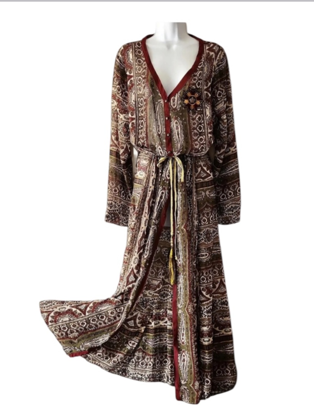 Aratta Silent Bohemian Long Sleeve Maxi Dress Size: S